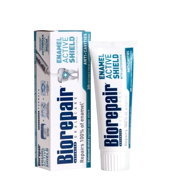 Зубная паста Biorepair Active Shield "Активная защита от кариеса" без фтора (75 мл.)