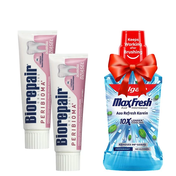 Зубная паста Biorepair PERIBIOMA Gum Protection для защиты десен (без фтора) (75 мл.) (2 шт.) + Подарок ЕС