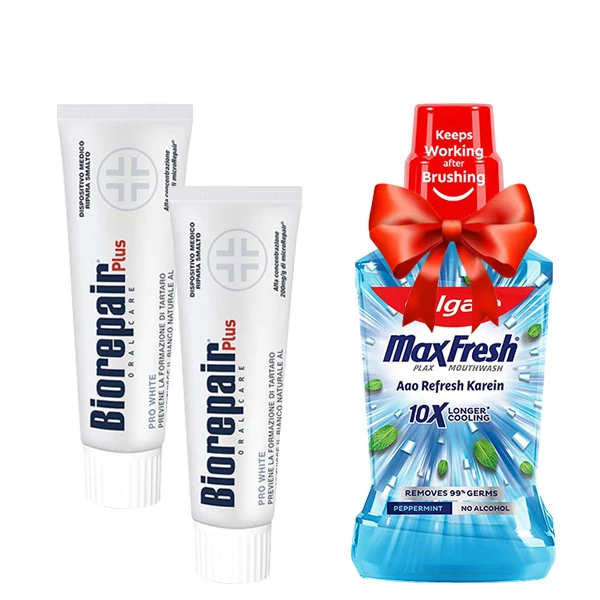Зубная паста Biorepair Plus PRO White Professional для отбеливания (75 мл.) (2 шт.) + Подарок ЕС
