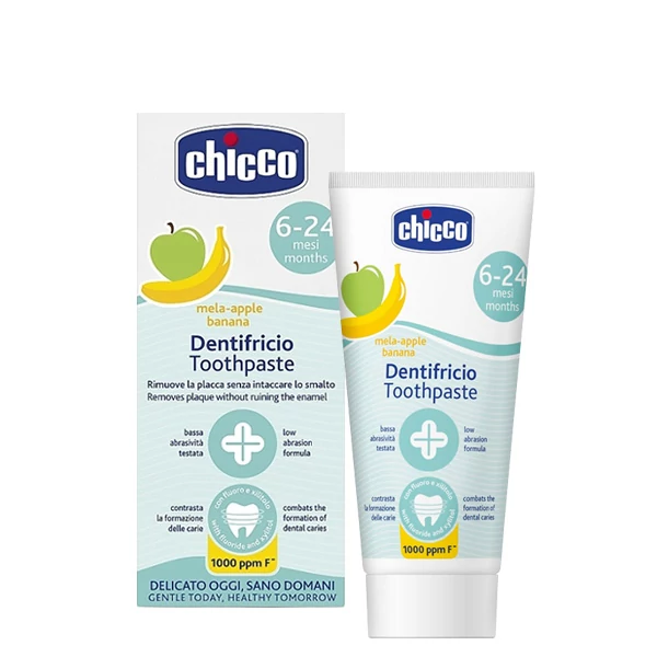 Детская зубная паста Chicco для детей 6-24 месяцев со вкусом банана (50 мл.) ЕС