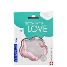 Прорезыватель Curaprox Baby Pink с мягкой погремушкой для прорезывания зубов (0-24 г.) ЕС