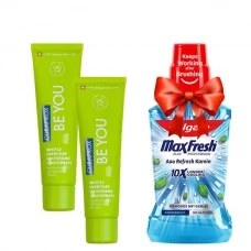 Отбеливающая зубная паста Curaprox Be You Green со вкусом яблока и алоэ (60 мл.) (2 шт.) + Подарок ЕС