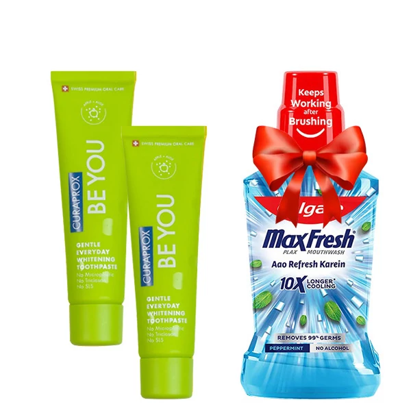 Отбеливающая зубная паста Curaprox Be You Green со вкусом яблока и алоэ (60 мл.) (2 шт.) + Подарок ЕС