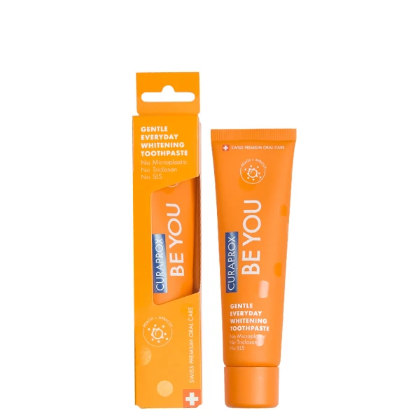 Отбеливающая зубная паста Curaprox Be You Orange со вкусом персика и абрикоса (60 мл.)