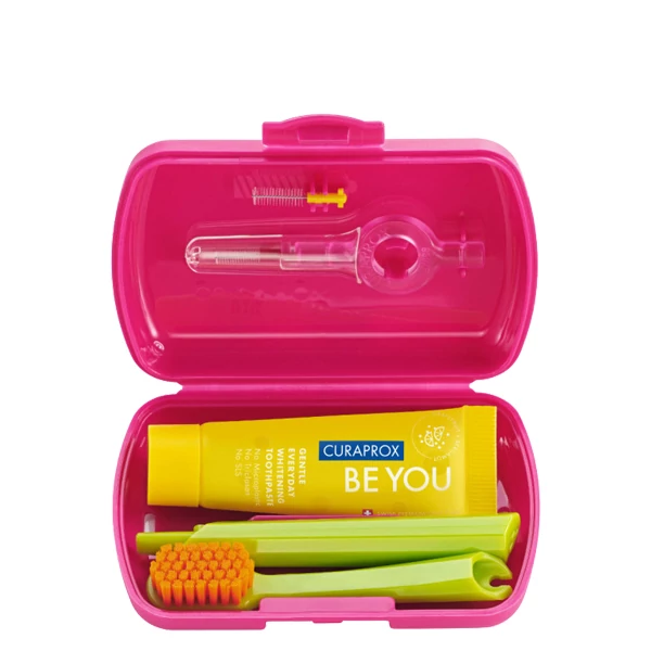 Дорожный набор Curaprox Be you Red: Мануальная зубная щетка CS 5460 + зубная паста Be you грейпфрут и бергамот (10 мл.)