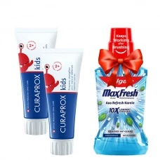 Детская зубная паста Curaprox Kids с фтором 950 ppm (от 2 лет) со вкусом клубники (60 мл.) (2 шт.) + Подарок ЕС