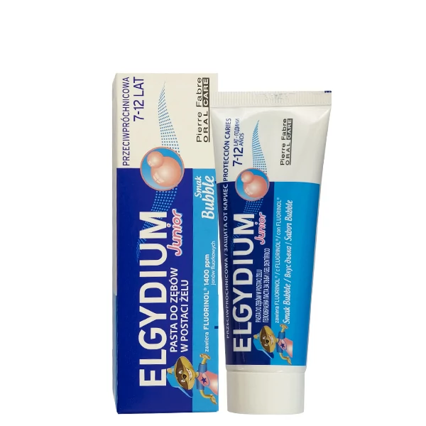 Зубная детская паста Elgydium Junior Bubble со вкусом жевательной резинки 7-12 лет (50 мл.)