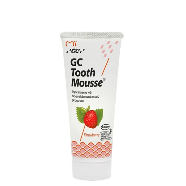 Крем для зубов GC Tooth Mousse Strawberry со вкусом клубники без фтора (35 мл.) ЕС