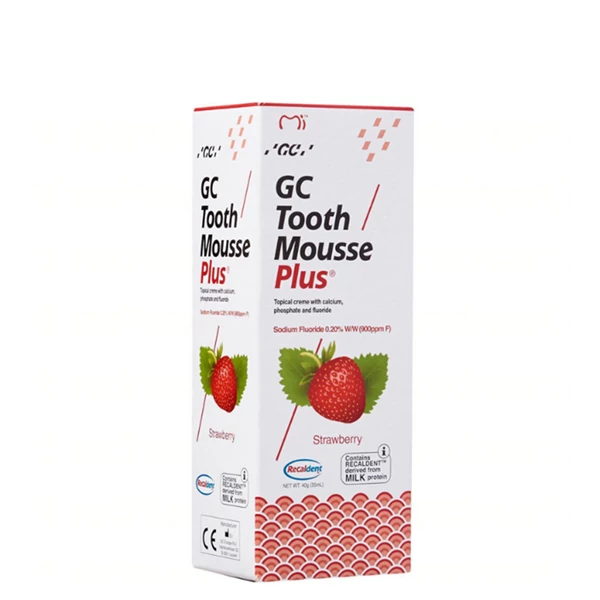 Крем для зубов GC Tooth Mousse Strawberry со вкусом клубники без фтора (35 мл.) ЕС