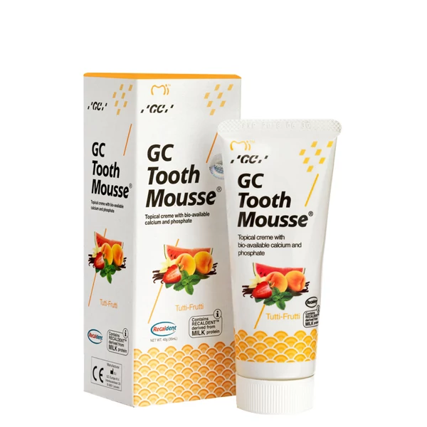 Крем для зубов GC Tooth Mousse Tutti-Frutti с фруктовым вкусом без фтора (35 мл.)