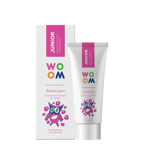 Детская зубная паста WOOM Bubble Gum со вкусом жевательной резинки от 6 лет (50 мл.) ЕС