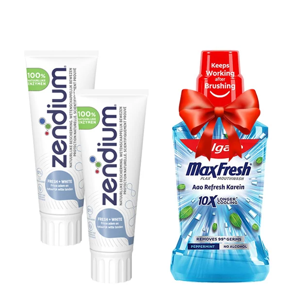 Зубная паста Zendium Fresh + White для отбеливания и свежего дыхания (1450 ppm) (75 мл.) (2 шт.) + Подарок ЕС