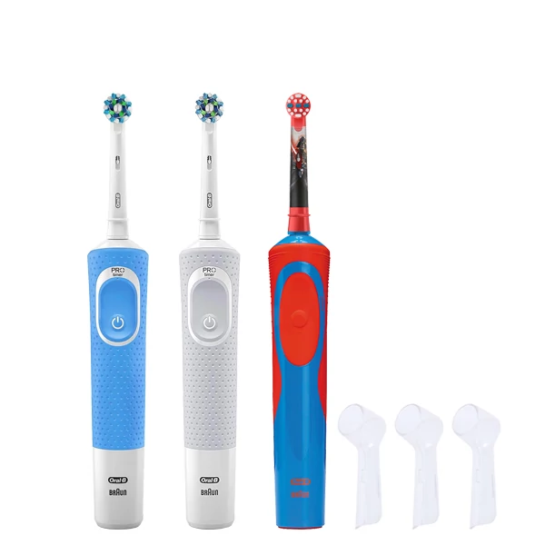 Зубные щетки Vitality D100 + D12 Kids Boy Семейный набор 3 в 1 c колпачками