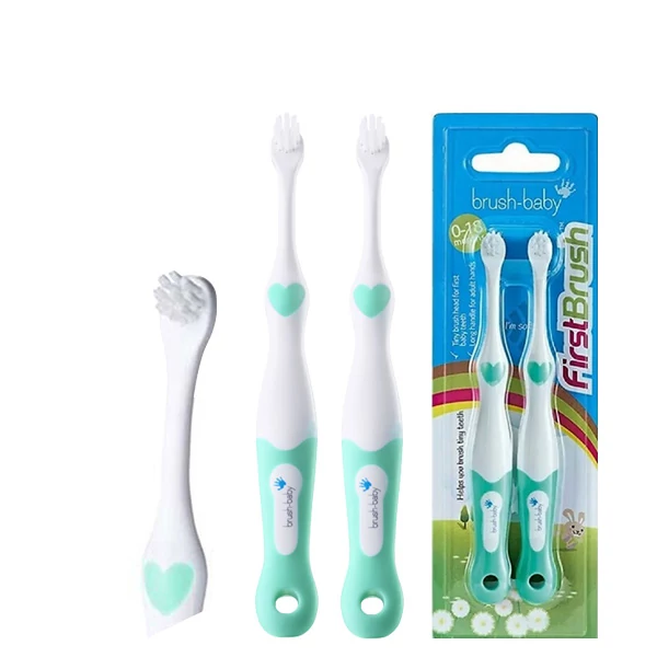 Мануальная зубная щетка Brush-baby FirstBrush для детей от 0 до 18 месяцев Green