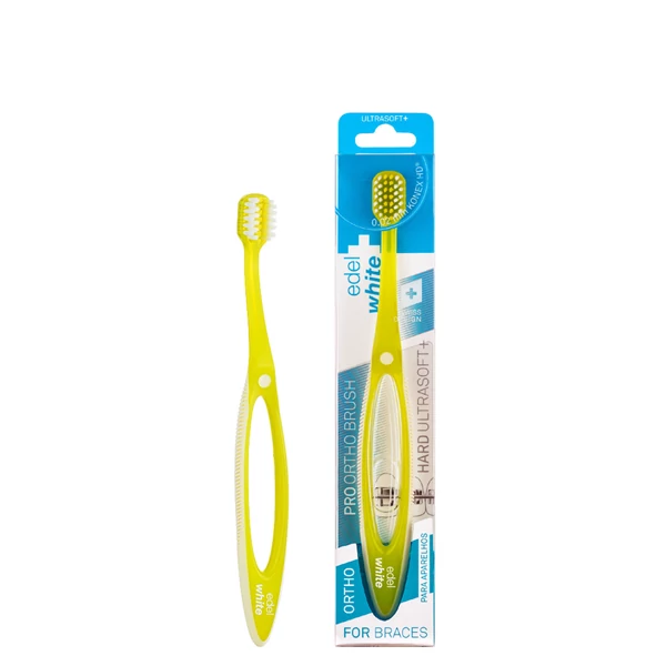 Мануальная зубная щетка Edel+White Pro-Ortho ортодонтическая мягкая Yellow