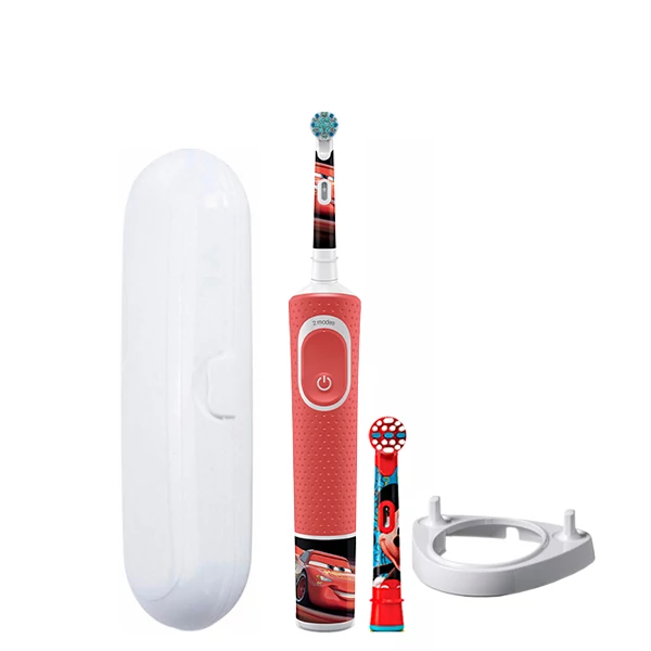 Детская зубная щетка Oral-B D100.413.2K Kids &quot;Тачки&quot; Extra Soft (2 нас.) и подставка рожок + Футляр белый ЕС