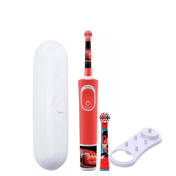 Детская зубная щетка Oral-B D100 Kids &quot;Тачки&quot; 2 нас. и подставка + футляр белый
