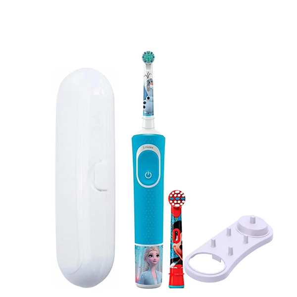 Детская зубная щетка Oral-B D100 Kids Холодное сердце Extra Soft (2 нас.) и подставка + Футляр белый