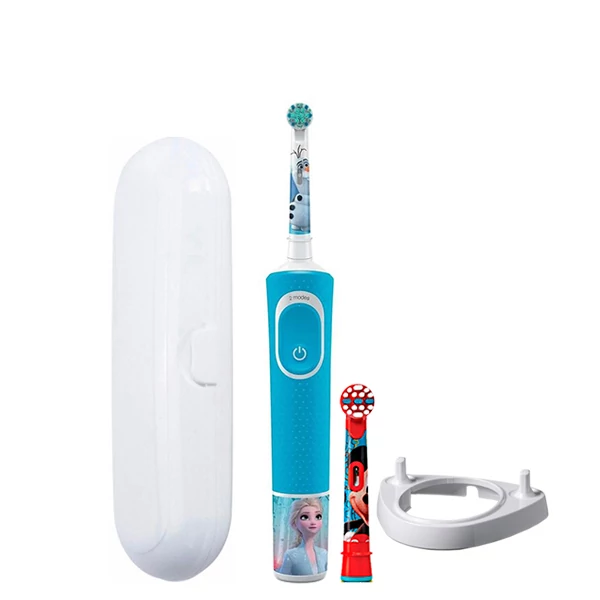 Детская зубная щетка Oral-B D100 Kids Холодное сердце Extra Soft (2 нас.) и подставка рожок + Футляр белый ЕС