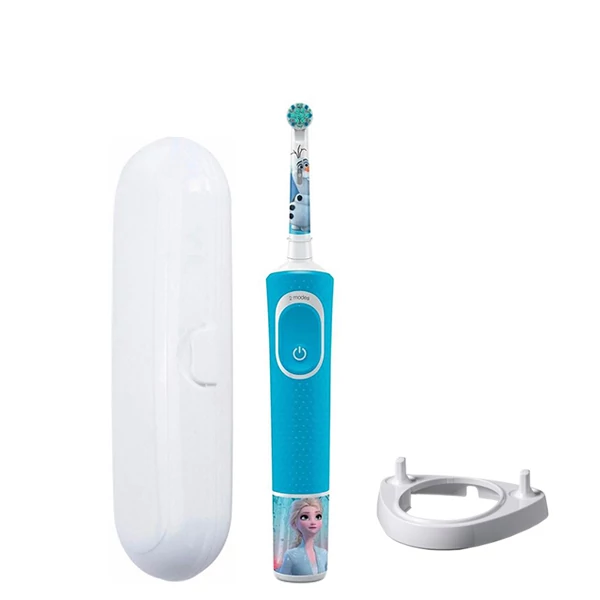 Детская зубная щетка Oral-B D100 Kids Холодное сердце Extra Soft подставка рожок + Футляр белый ЕС