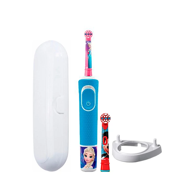 Детская зубная щетка Oral-B D100 Kids Холодное сердце 2 нас. и подставка рожок + футляр белый ЕС