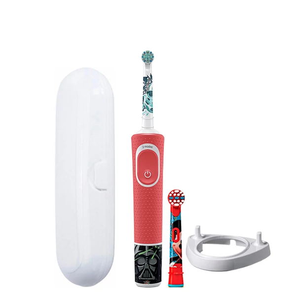 Детская зубная щетка Oral-B D100.413.2K Kids &quot;Звездные Войны&quot; Extra Soft (2 нас.) и подставка рожок + Футляр белый ЕС