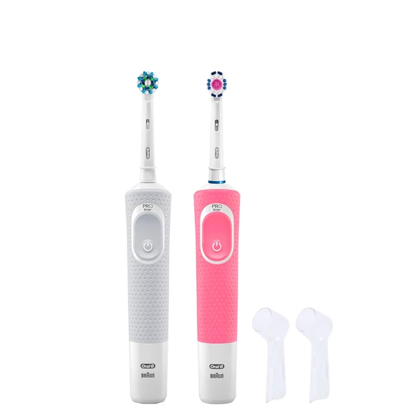 Зубная щётка Vitality D100 White + Pink с колпачками ЕС