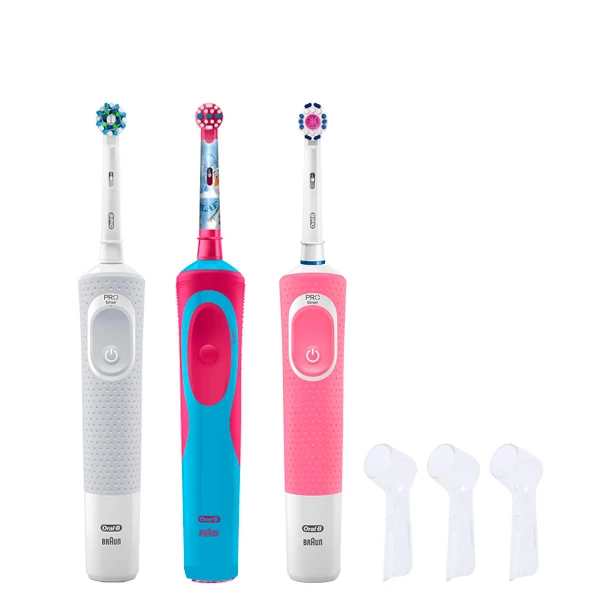 Зубные щетки Vitality D100 + D12 Kids Girl Семейный набор 3 в 1 c колпачками ЕС