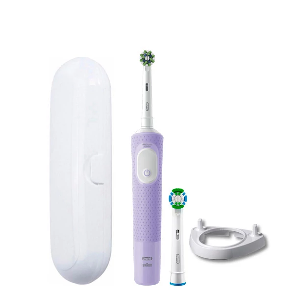 Электрическая зубная щетка Oral-B D103 Vitality Pro Cross Action CleanMaximiser Lilac Mist Violet (2 нас.) + Подставка рожок и футляр ЕС