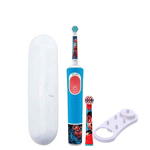 Электрическая зубная щетка Oral-B D103.413.2K Vitality Pro Kids Spider-Man (2 нас.) и подставка + Футляр белый