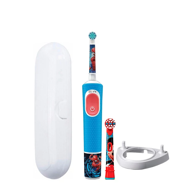 Электрическая зубная щетка Oral-B D103.413.2K Vitality Pro Kids Spider-Man (2 нас.) и подставка рожок + Футляр белый ЕС Электрическая зубная щетка Oral-B D103.413.2K Vitality Pro Kids Spider-Man (2 нас.) и подставка рожок + Футляр белый ЕС