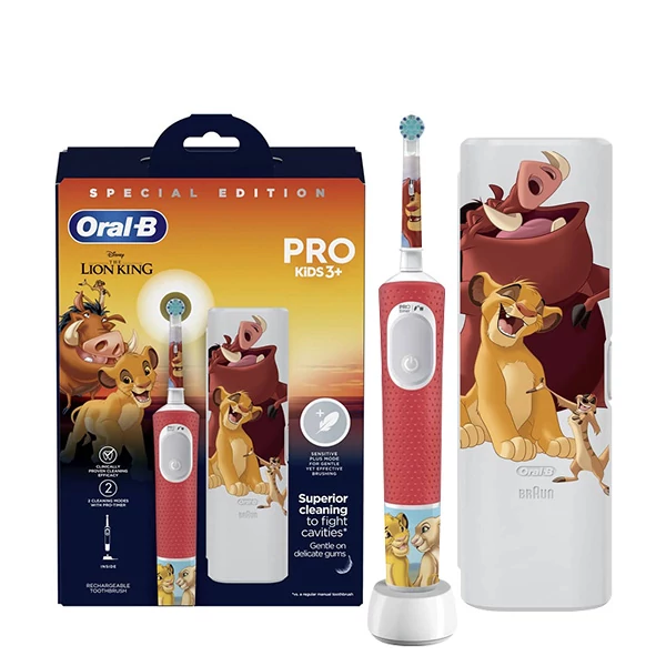 Электрическая зубная щетка Oral-B D103.413.2KX Vitality Pro Kids The Lion King с футляром ЕС