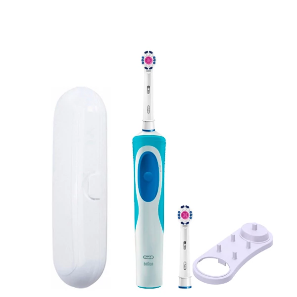 Зубная щетка Oral-B D12.513 Vitality - Отбеливающая 2 насадки и подставка + футляр белый