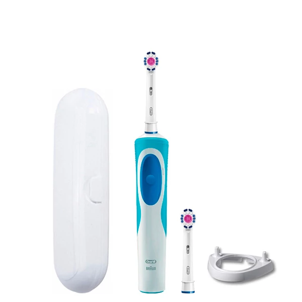 Зубная щетка Oral-B D12.513 Vitality - Отбеливающая 2 насадки и подставка рожок + футляр белый ЕС