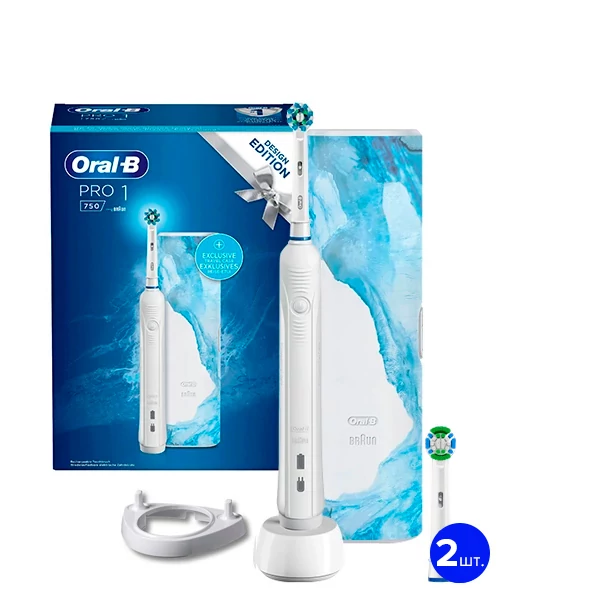 Зубная щетка Oral-B D16/755 WS Pro 1 Design Edition White (3 нас.) + рожок ЕС