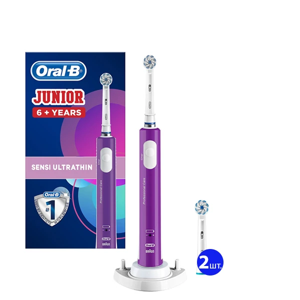 Зубная щетка Oral-B D16 Junior Purple для детей 6+ (3 нас.) + рожок