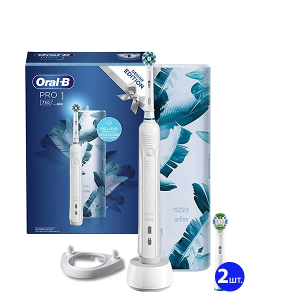 Зубная щетка Oral-B D16 PRO 750 Cross Action Design Edition White (3 нас.) + рожок