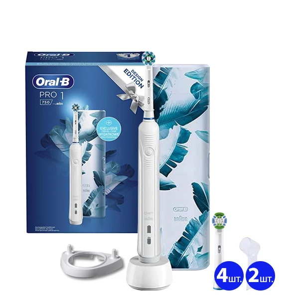 Зубная щетка Oral-B D16 PRO 750 Cross Action Design Edition White (5 нас.) + рожок