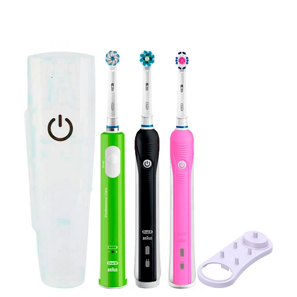 Зубная щетка Oral-B D16 PRO Family Pack 3in1 Black+Pink+Junior Green с футляром+подставка ЕС