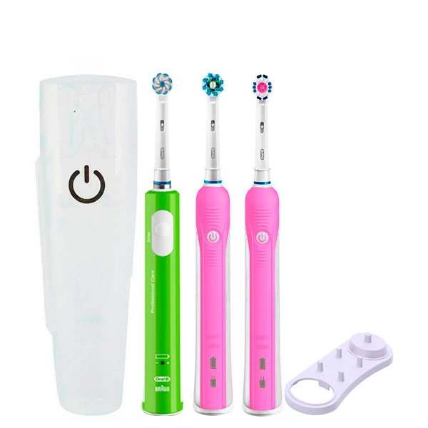 Зубная щетка Oral-B D16 PRO Family Pack 3in1 Pink+Pink+Junior Green с футляром+подставка ЕС