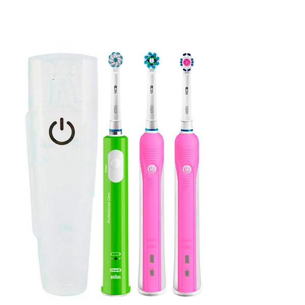 Зубная щетка Oral-B D16 PRO Family Pack 3in1 Pink+Pink+Junior Green с футляром ЕС