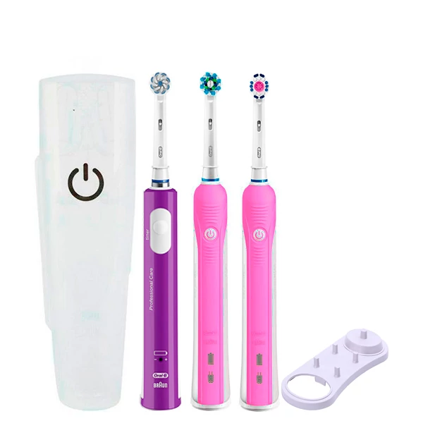 Зубная щетка Oral-B D16 PRO Family Pack 3in1 Pink+Pink+Junior Purple с футляром+подставка ЕС