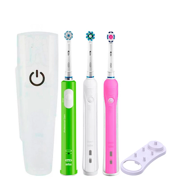 Зубная щетка Oral-B D16 PRO Family Pack 3in1 White+Pink+Junior Green с футляром+подставка ЕС