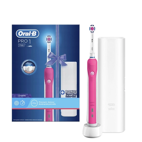 Зубная щетка Oral-B D16 Pro 1 750 3DWhite Pink + футляр ЕС