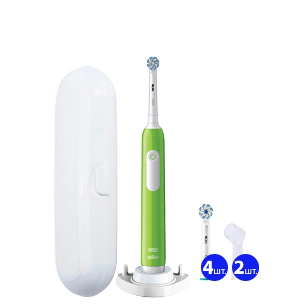 Электрическая зубная щетка Oral-B D305 Pro Junior 6+ Green (5 нас.) с футляром + Рожок ЕС