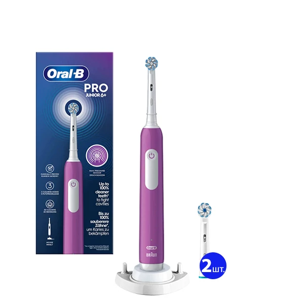 Электрическая зубная щетка Oral-B D305 Pro Junior 6+ Purple (3 нас.) + Рожок ЕС