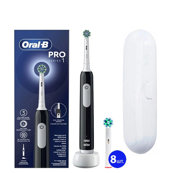 Электрическая зубная щетка Oral-B D305.513.3 Pro Series 1 Black (9 нас.) + Футляр