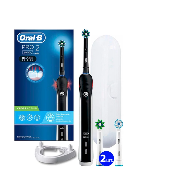 Зубная щетка Oral-B D501.513.2 PRO 2 Black Рожок + футляр (4 нас.)