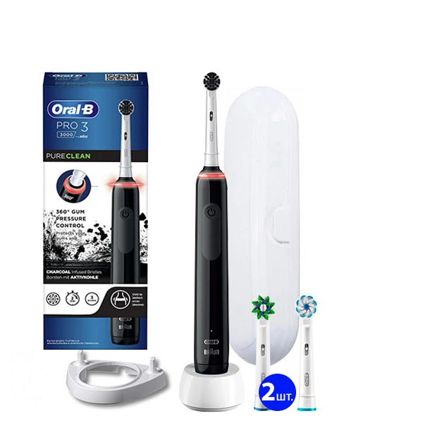 Электрическая зубная щетка Oral-B D505 PRO 3 3000 Black (4 нас.) Рожок + Футляр ЕС