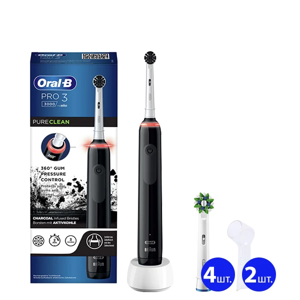 Электрическая зубная щетка Oral-B D505 PRO 3 3000 Black (5 нас.) + 2 колпачка ЕС